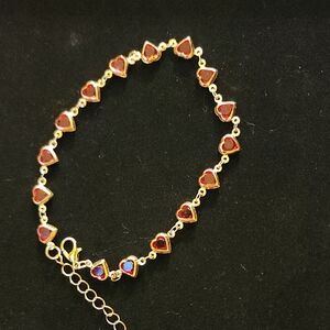 Gold Heart Bracelet with Red Accents
